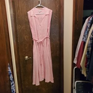 Linen, Rayon stripped summer dress with pockets